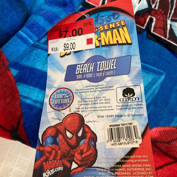 The Amazing Spider Man Beach or Bath Towel 30 x 60 NWT 2010 Spider Sense Marvel - Picture 3 of 3